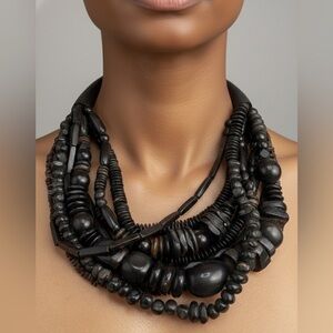 GERDA LYNGGAARD For MONIES 7 Strand Horn Vintage Runway Necklace